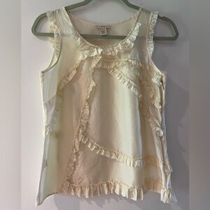 JCrew Silk Ivory Sleeveless Ribbon Blouse Size 0